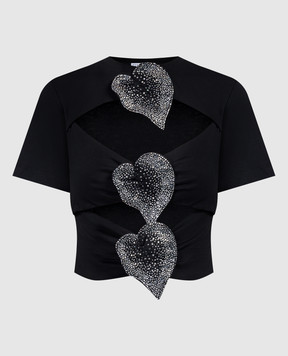 Giuseppe Di Morabito Milano Чорна футболка з аплікаціями у вигляді квітів 02SSTO25002295