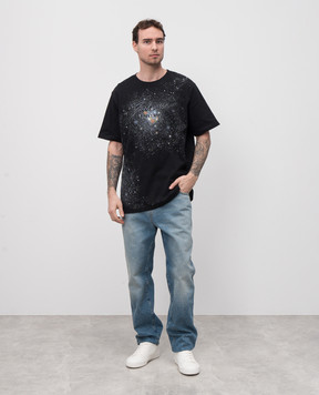 Balmain Черная футболка Universe EH0EG010GE77