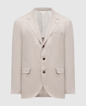 Brunello Cucinelli Бежевый пиджак из льна MB4307BTD1