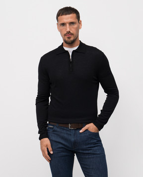 Canali Черное поло из шерсти MK01149C0572