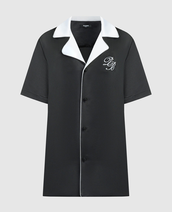 Черная блузка с вышивкой монограммы логотипа