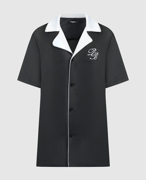 Balmain Чорна блуза з вишивкою монограми логотипа CH0HN089XI63