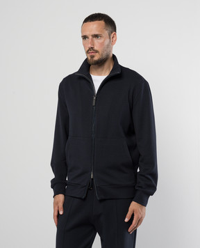 Canali Синяя спортивная куртка с замшевым окантованием MJ02045T0842