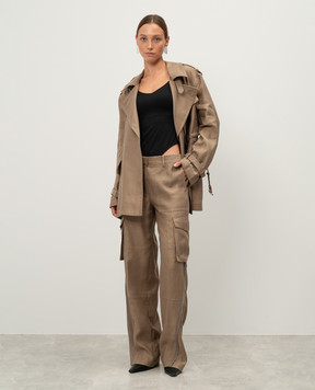 Helmut Lang Коричневі штани карго з льоном O04HW202