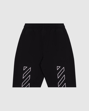 Off-White Детские черные шорты с принтом логотипа OBCI001S25FLE001