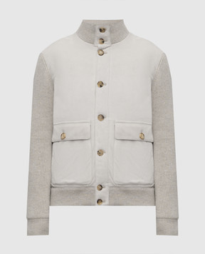 Brunello Cucinelli Бежевая комбинированная куртка MPCLF1955