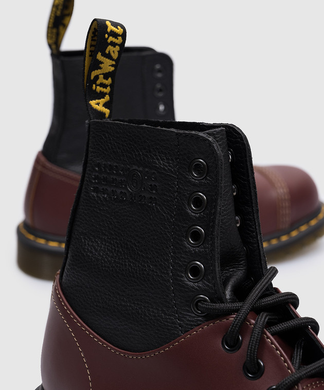 Maison Margiela MM6 - Бордовые кожаные ботинки MM6 x Dr. Martens