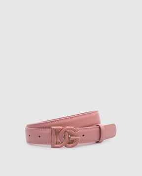 Dolce&Gabbana Розовый кожаный ремень с монограммой логотипа. BE1554AQ845