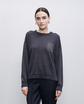 Peserico Синій джемпер з льоном з ланцюжком моніль S99762F12A9056