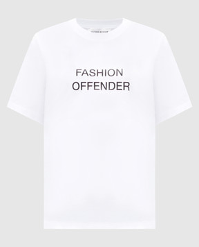 Victoria Beckham Біла футболка з принтом напису Fashion Offender 1125JTS006357A