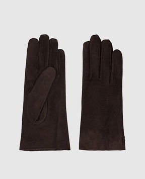 Sermoneta Gloves Коричневі замшеві рукавички на хутрі 2PSUEDE