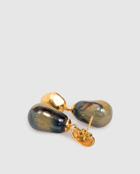 House of Fou Золотисті сережки Lake Ocean з позолотою 22 карат LAKEDROP