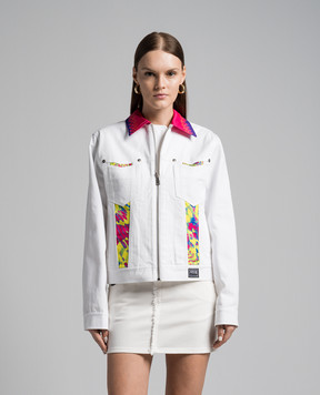 Versace Jeans Couture Біла джинсова куртка Animalier з патчем логотипа 76HAS46PES092