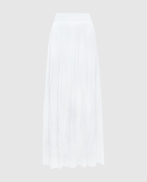Balmain Белая юбка плиссе с кружевом CF0LE456KG23