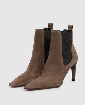 Brunello Cucinelli Коричневі замшеві ботильйони MZSFC3008P