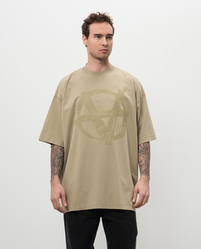 Vetements Футболка цвета хаки с принтом логотипа монограммы UA66TR655T