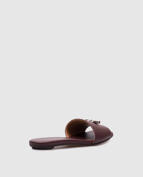 Alexander McQueen Бордові шкіряні шльопанці T-bar 817471WIACT