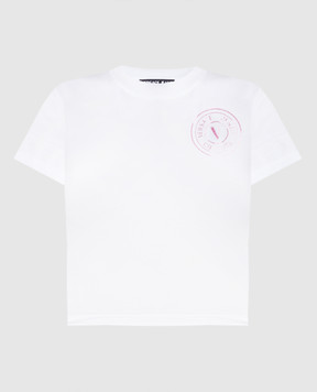 Versace Jeans Couture Біла футболка з принтом логотипа 76HAHG06CJ02G