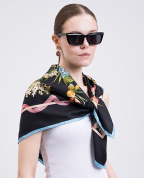 Dolce&Gabbana Черный платок из шелка в цветочный принт FN090RGDC7C