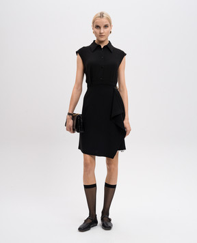 Max Mara Черное платье-рубашка DEMETRA с плёсированием DEMETRA