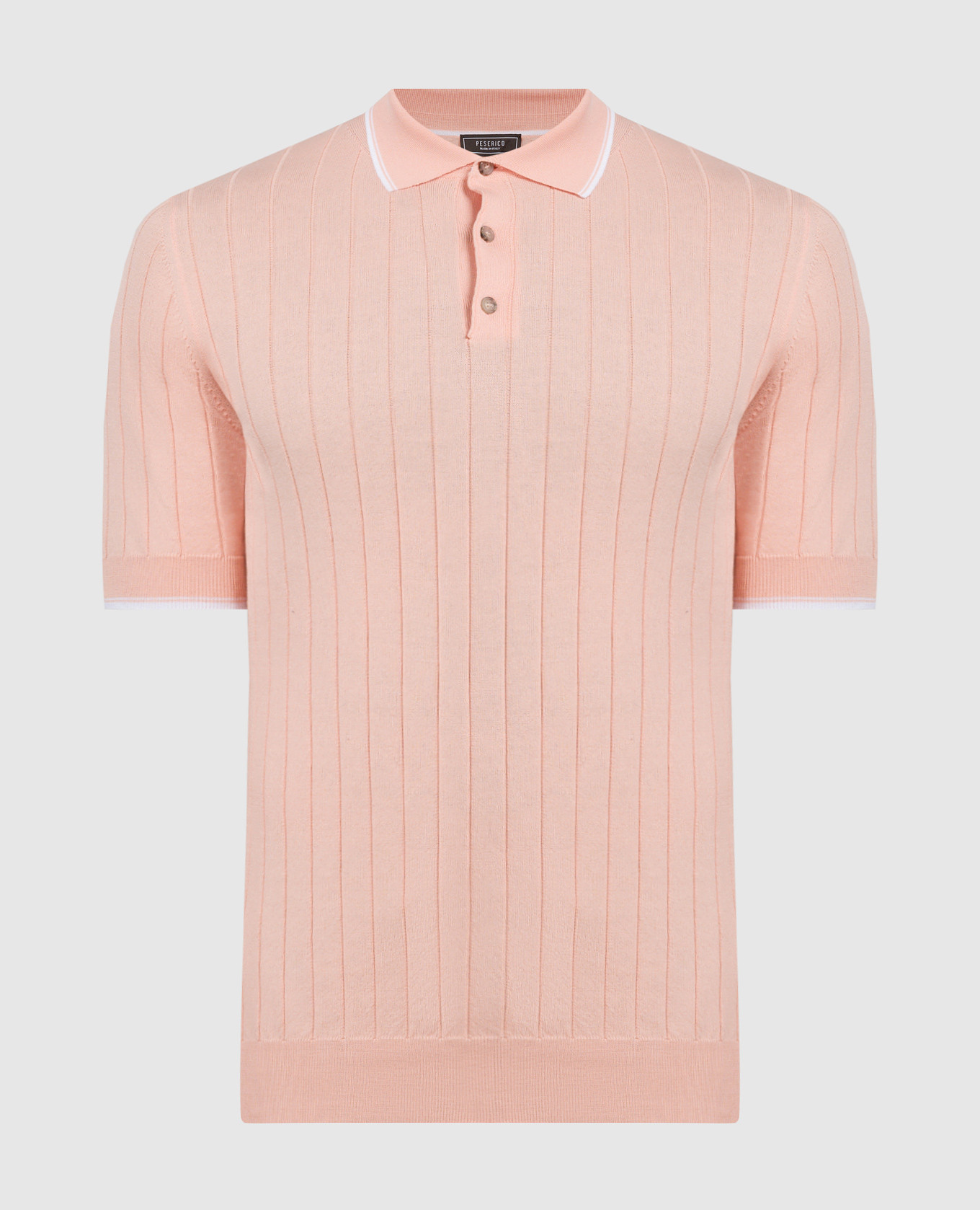 Pink polo shirt with textured stripes