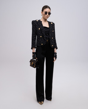 Balmain Чорні штани з блискучою текстурою EF0PO160VB01