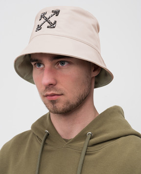 Off-White Бежевая панама с вышивкой эмблемы Arrow OMLA034S25FAB001