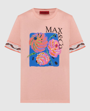 Max & Co Розовая футболка CALIBRI с принтом и вышивкой CALIBRI