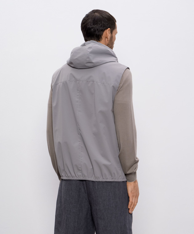Brunello Cucinelli Серый жилет с вышивкой эмблемы MM49A7450G изображение 4