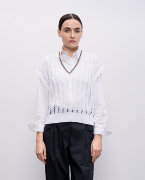 Brunello Cucinelli Білий ажурний жилет з льону MCO559412