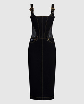 Versace Jeans Couture Черное джинсовое платье с логотипом в стиле барокко 76HAO953DW060L54