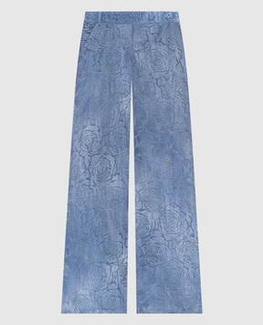 Ermanno Scervino Голубые палаццо в цветочный узор D466P708QMV