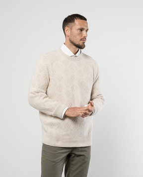 Brunello Cucinelli Бежевий светр з вовною у візерунок MSO708500