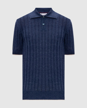 Brunello Cucinelli Синее поло с льном M2L707605
