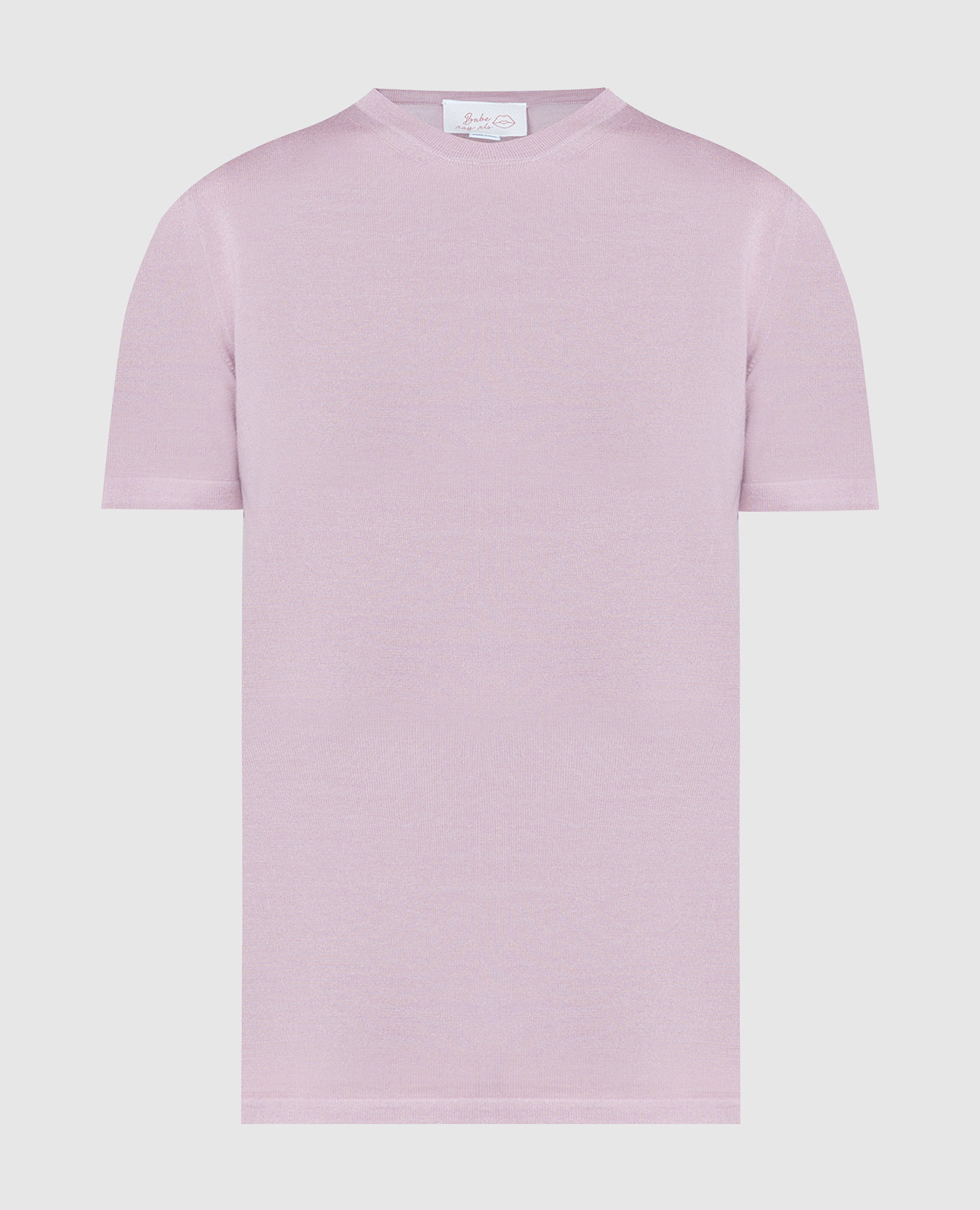 Розовая футболка из шерсти, шелка и кашемира.