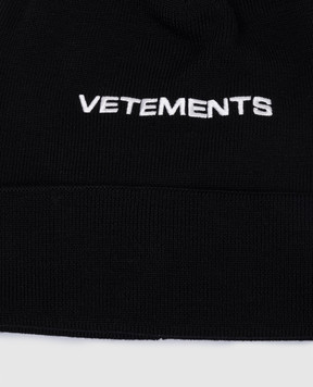Vetements Черная шапка из шерсти с вышивкой логотипа UA65HA110B