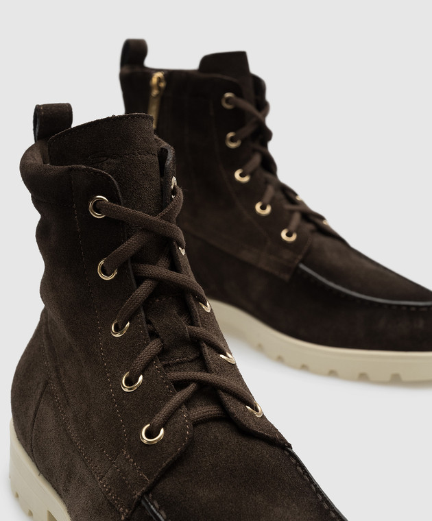 Santoni Коричневі замшеві черевики WTDR71045TIRSYVR зображення 5