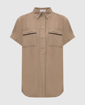 Brunello Cucinelli Бежева сорочка з льоном MD698RA505