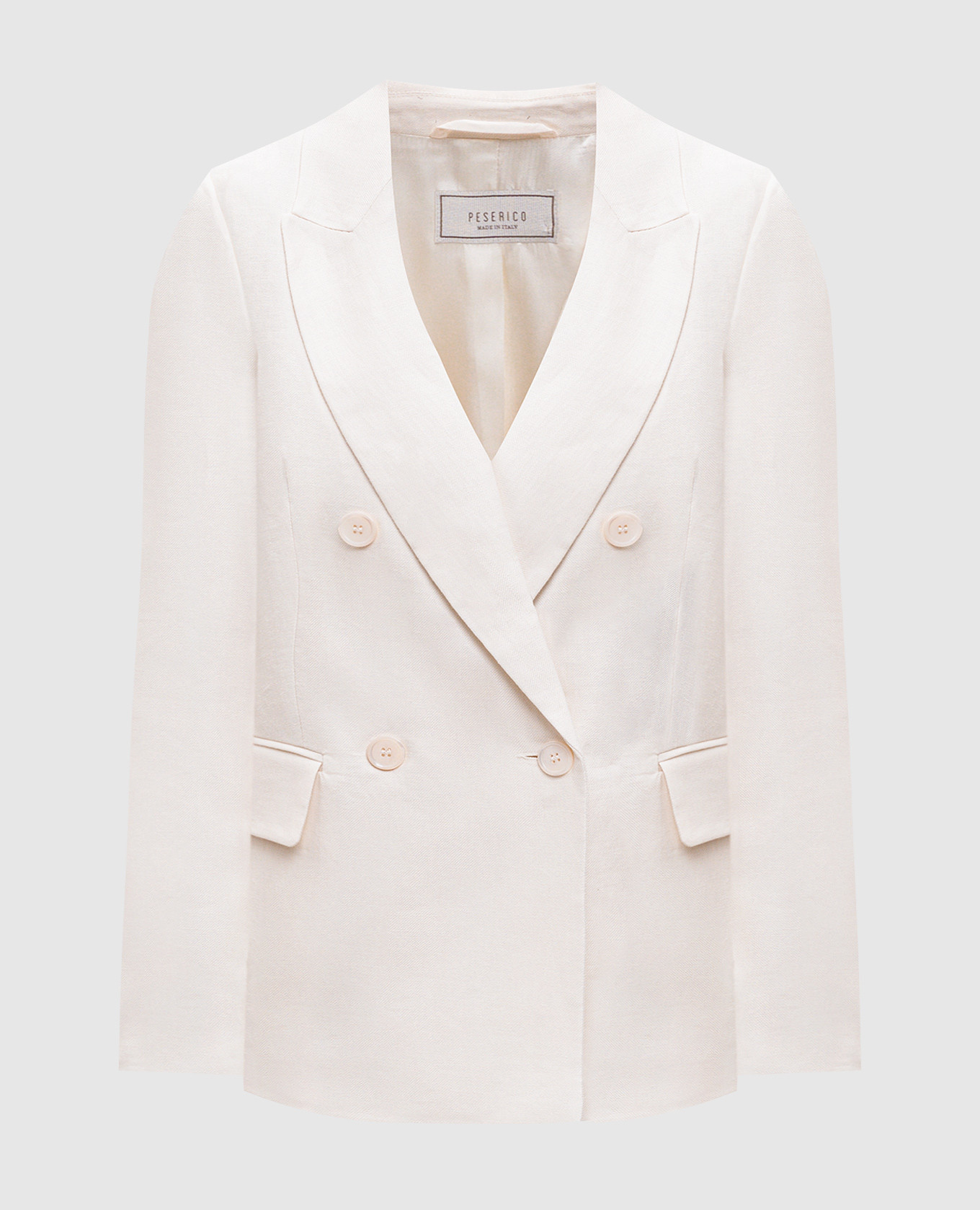 

Бежевый двубортный жакет из льна, Жакеты