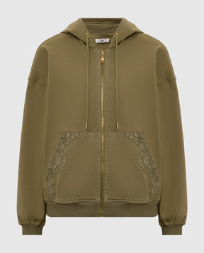 Twinset Зеленая джинсовая спортивная куртка с кружевом 251LL22BB