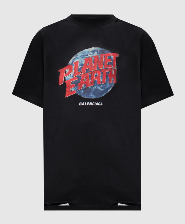 Balenciaga - Черная футболка с принтом Planet Earth с винтажным