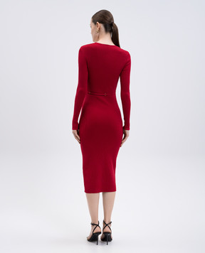 Twinset Красное платье миди в рубчик 252TP3352
