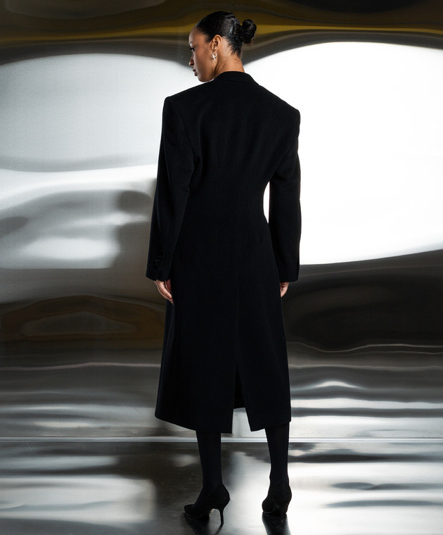 Balenciaga Черное двубортное пальто из кашемира и шерсти 772972TOU02 изображение 4