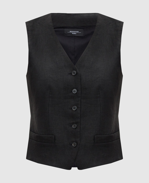 Black Pacche vest made of linen
