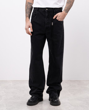 Ann Demeulemeester Чорні джинси з ефектом потертості B0010309FA039