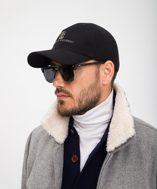 Brunello Cucinelli Черная кепка с вышивкой логотипа M252D9850 изображение 2