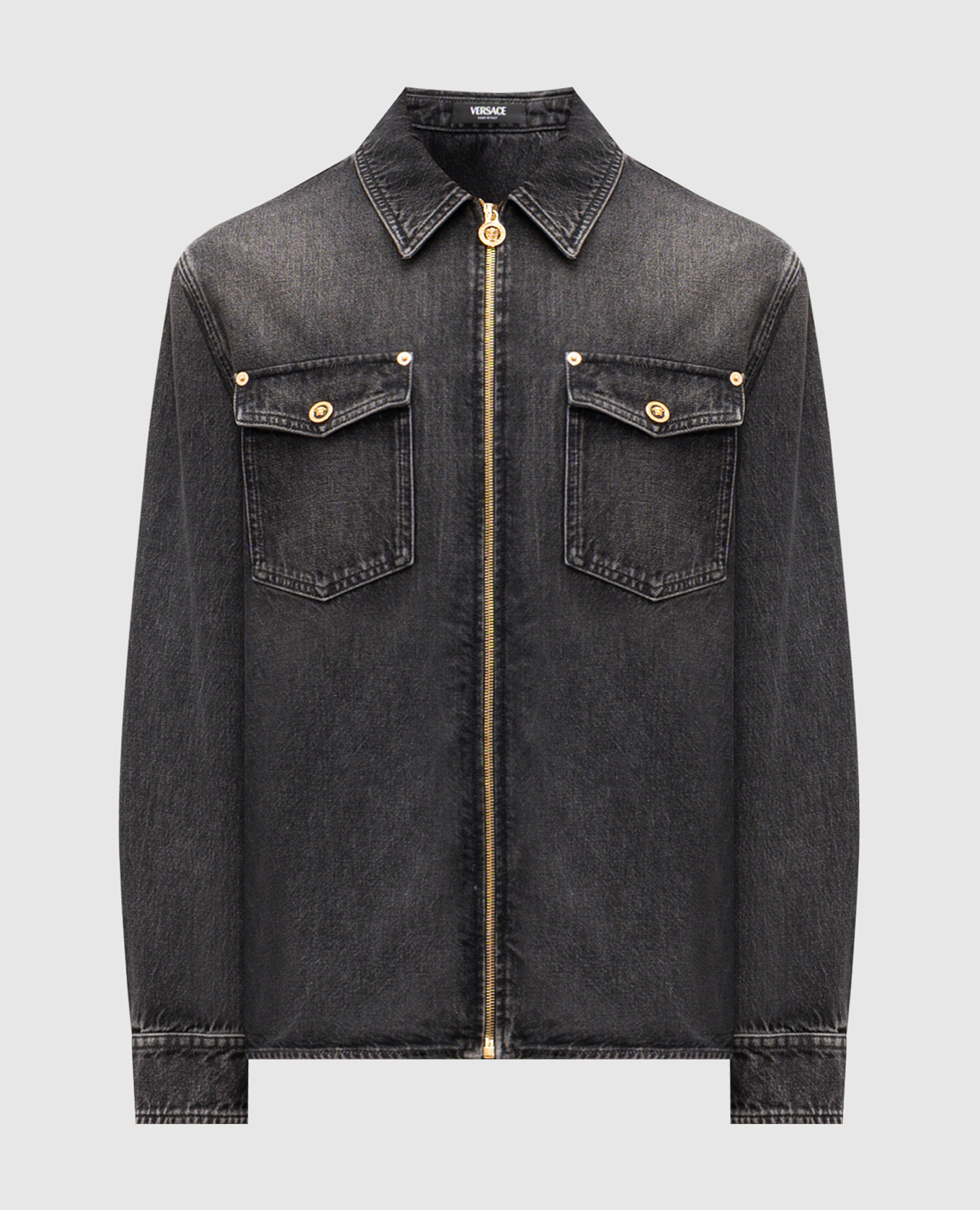 

Черная рубашка джинсовая с эмблемой Medusa, Черный, Рубашки