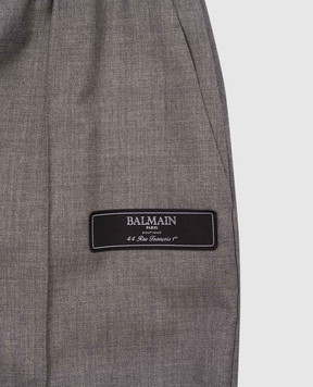 Balmain Дитячі сірі джогери з вовни з нашивкою логотипа BV6R80I02311214