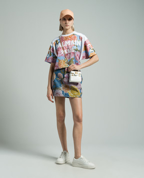 Balmain Футболка з логотипом в принт Pastel Roses CF0EE080JI30