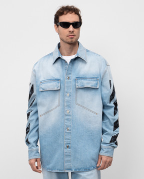 Off-White Голубая джинсовая рубашка Diagonal Fresco OMYD05HS25DEN001